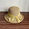 Sombrero de Paja con Lazo de Rayas Retro para Mujer Sombrero de Primavera y Verano Ala Grande Rizada Sombrero de Sol Protección Solar Plegable Sombrero de Paja Casual
