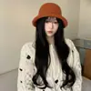 Sombrero de Lana Retro Estilo Coreano con Borde Enrollado para Mujer, Otoño e Invierno, Elegante y de Alta Gama, Sombrero de Pescador Versátil, Sombrero de Cubo para Adelgazar el Rostro
