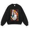 Sudadera con capucha estampada lavada efecto vintage, corte holgado retro, talla grande, adecuada para uso diario, sudadera unisex