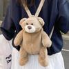Mochila de felpa estilo coreano lindo estilo Xiaohongshu para mujer, mochila pequeña casual personalizada con diseño de oso de dibujos animados