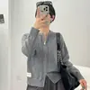Cárdigan de punto para mujer con cuello redondo y doble cremallera, nuevo diseño otoño/invierno 2026, corte holgado, efecto adelgazante, perfecto para capas