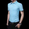 Nova Camisa Masculina de Manga Longa Primavera e Outono Juventude Homens de Negócios Gola Lapela Cor Sólida Fina Sem Ferro