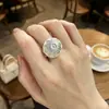 Anel simples e versátil da série prata, anel geométrico de dedo indicador com borla de lava, anel aberto personalizado para meninas e casais, moderno para homens