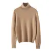Nuevo suéter de cachemira de cuello alto para mujer, con cuello alto, corte holgado, material grueso, color liso simple y diseño de punto pullover