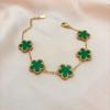 Pulsera de Flor de Cinco Pétalos Transfronteriza de Doble Cara, Acero Inoxidable 18K Oro de Moda Lujo Accesible Versátil Trébol Concha Natural