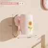 Soporte para Cepillos de Dientes Flor Dopamina Montaje en Pared de Baño Sin Taladro Soporte Móvil para Vaso de Enjuague Bucal Estante para Vasos de Cepillos de Dientes