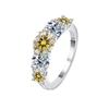 Anel de Prata S925 Leve Luxo Elegante Sensação de Alto Padrão Diamante Moissanite Anel de Diamante de Alto Carbono Simples Cinco Estrelas Europeu e Americano para Mulheres