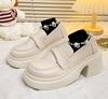 Zapatos de Cuero Pequeños de Suela Gruesa para Mujer Primavera Nuevos Plataforma Retro Francés Estilo Británico Mocasines Zapatos Slip-On