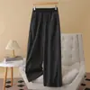 Calça de Lã Plus Size Outono/Inverno 2025 Cintura Alta Bloco de Cores Emagrecedora Calça Feminina 100kg Menina Curvilínea Calça Scimitar 1752