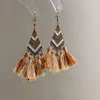 Pendientes de gancho de resina con forma de hoja ovalada y pluma, transfronterizos europeos y americanos, pendientes frescos y sencillos de verano, pendientes de diseño nicho para mujer