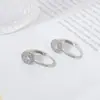Brincos Minimalistas Modernos de Zircônia para Mulheres, Argolas Micro-Incustadas, Brincos de Temperamento Estilo Cool, Ear Cuffs com Textura de Prata Pura