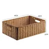 Mesa de Té Cesta de Bocadillos Mesita de Noche Caja de Almacenamiento Cesta con Cajón Cesta de Almacenamiento para Artículos de Baño Marco de Ratán de Plástico