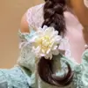 Atmósfera Super de Hada, Pasador de Flor Rosa Puro y Deseable, Accesorio para el Cabello con Borla de Flor Fresca para Permanente, Nuevo Adorno para el Cabello Elegante Estilo Chino Hanfu