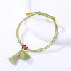 Pulseras de Hilo de Colores Variados con Colgantes de Bolas de Arroz Estilo Dibujo Chino, Joyería Tejida a Mano con Hilo Dorado y Hilo Multicolor