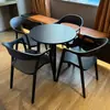 Juego pequeño de mesa y sillas redondas de acero al carbono simple para ocio en balcón, mesa de discusión, área de descanso, mesa de comedor para cafetería de té con leche al aire libre