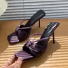 Em Estoque Verão 2026 Mais Vendidos Sandálias Ysl com Strass para Mulheres, Estilo Socialite Elegante, Salto Fino Alto, de Calçar para Uso Externo