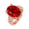 Tiktok en línea Red transmisión en vivo Estilo palaciego celosía en forma de diamante diamante rojo rubí anillo de diamantes estilo Concubina Imperial anillo de diamantes rojo en forma de huevo
