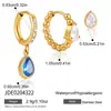 Set de Aretes Estilo Europeo y Americano Wanxing para Mujer, Aretes de Acero Inoxidable Chapado en Oro de 18K con Forma de Lágrima y Circonita, Aretes de Personalidad Transfronteriza y Elegantes