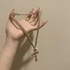 Cadena de Clavícula Dorada Estilo Ins Europeo y Americano para Mujer, Cadena de Cuello Estilo Bohemio Chica Picante, Tendencia de Collar de Personalidad de Nicho