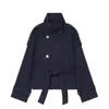 Bestseller transfronterizo de AliExpress: Moda femenina primavera 2026 versátil abrigo suave de doble botonadura con cintas