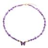 Collar de Cuentas de Grava de Perla para Mujer, Pulsera Versátil y Sencilla de Gema de Mariposa para Suéter, Pulsera de Grava de Perla