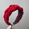 Diadema Negra Flocking Plisada Moda Terciopelo Cristal Diamante Completo Diadema Año Nuevo Rojo Navidad 2025 Otoño e Invierno Hebilla para la Cabeza
