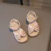 Sandalias de Princesa con Lazo de Encaje Lindas para Niñas 2026 Estilo Coreano Verano Nuevo Estilo Niñas Pequeñas Suela Suave Playa Zapatos de Moda
