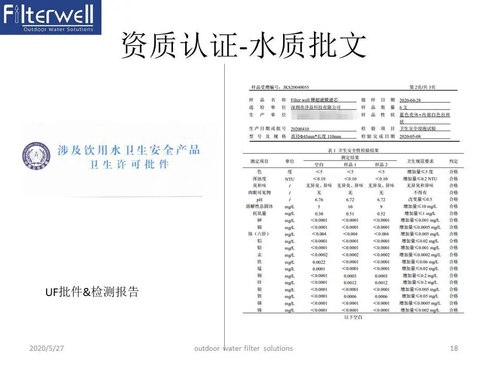 UF 报告 净益Filterwell 产品系列文稿 检测报告