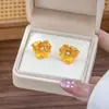 Collar Retro Dorado Arena Vietnamita Estilo Tendencia China Flor Incrustada Perla Sintética Pulsera Pendientes Anillo Método Antiguo Set de Cuatro Piezas de Boda