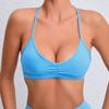 Ropa interior deportiva europea y americana para mujer, sujetador de fitness para correr de secado rápido con espalda a prueba de golpes, chaleco de yoga sexy con almohadilla de pecho desmontable