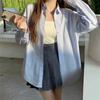 Foto Real de Camisa Blanca Francesa 2025 para Mujer, Camisa Holgada Ajustada de Diseño Nicho, Top de Manga Larga, Chaqueta Protectora del Sol