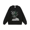 Camiseta Vintage Lavada Europeia e Americana Spoof Antigo Estampa Direta Oversize Retrô Manga Curta Colete Masculino
