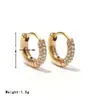 Brincos de Semicírculo Dourado com Diamantes Inlaid para Mulheres Moda Simples Elegante Estilo Leve de Luxo Brincos Diários Brincos Transfronteiriços