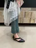 Sapatos Mary Jane Chuyuji estilo francês de nicho com salto grosso para mulheres, sapatos de salto baixo de bico fino para primavera-verão 2026, sapatos baixos de couro macio