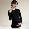 Ropa Nueva para Embarazadas Primavera, Verano y Otoño Top para Embarazadas Estilo Coreano Cuello Medio Alto de Alta Elasticidad Camiseta Básica Exterior Nueva para Embarazadas durante el Embarazo