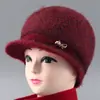 Sombreros de Invierno para Mujeres de Mediana Edad y Mayores, Sombreros de Lana Cálidos de Punto a Prueba de Frío para Mujeres, Sombreros de Algodón Gruesos de Terciopelo para Abuelas