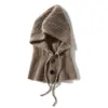 Suave y Pegajoso Cachemir 2026 Otoño/Invierno Nuevo Para Mujer Casual Protección Auditiva Bufanda para el Cuello Cubre Cabeza Gorro Tejido Cálido Hebilla Cordón Gorro