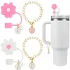 (2+2) Cubierta de Popote de Flor para Accesorios de Taza Stanley 10 mm Silicona Reutilizable