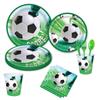 Juego de Vajilla con Temática de Fútbol del Mundial: Vasos de Papel, Platos de Papel, Servilletas de Papel, Mantel, Sombreros de Papel, Banderines Desplegables, Banderines Triangulares para Uso en Interiores