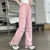 Pantalones Cargo para Niñas 2026 Nuevo Estilo Ropa Infantil Verano Rosa Pierna Ancha para Niños Mayores Holgados Casual Deportivos Modernos