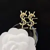 Pendientes de alta calidad para todo tipo de atuendos, pendientes de moda para hombres y mujeres, letras de pedrería, todo a juego, pasador de plata s925, accesorios de aleación