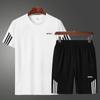 Traje Esportivo de Corrida de Verão Masculino Solto Secagem Rápida Manga Curta Shorts Traje Casual Tendência Tamanho Grande Traje de Comércio Exterior