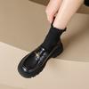 Mocasines Weiwei de suela gruesa para niña, zapatos de cuero sin cordones estilo retro para mujer, zapatos de tacón grueso estilo británico para primavera y otoño