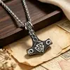 Colgante Martillo de Thor Vikingo Nórdico Estilo Europeo y Americano Único Vintage para Hombre Collar de Acero Inoxidable Joyería de Comercio Exterior