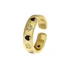 Anillo de Zirconia con Forma de Corazón Abierto para Mujer, Moda de Lujo Ligero, Chapado en Oro, Anillo Apilable Personalizado, Joyería de Comercio Exterior Transfronterizo