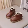 Botines con ribete de encaje para niña, nueva colección otoño/invierno 2026, botas forradas de felpa, botines dulces estilo princesa coreana, botines Martin para bebé