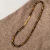 Collar de cadena de metal con piedra de ojo de tigre para mujer, estilo retro, elegante, de alta gama, a la moda, combina con todo, tipo de suéter.