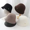 Moda Estilo Japonés Versátil Sombrero de Pescador Tejido para Mujer Otoño Invierno Casual Simple Para Adelgazar la Cara Sombrero Cubo Sombrero Cubo Liso