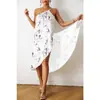 Amazon Europeo y Americano 2025 Nuevo Exportación Transfronteriza Estampado Sexy Falda de Playa Vestido de Tirantes de una Pieza para Mujer