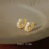 Pendientes de circón brillante chapados en 14K, pendientes minimalistas estilo coreano, pendientes elegantes para mujer, joyería de fábrica, cadena de suministro para transmisiones en vivo